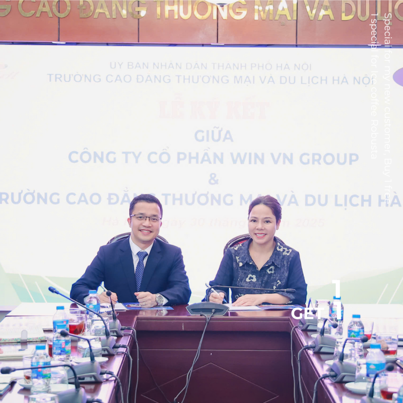 Buổi lễ ký kết hợp tác giữa Trường Cao đẳng Thương mại & Du lịch Hà Nội và Win VN Group 